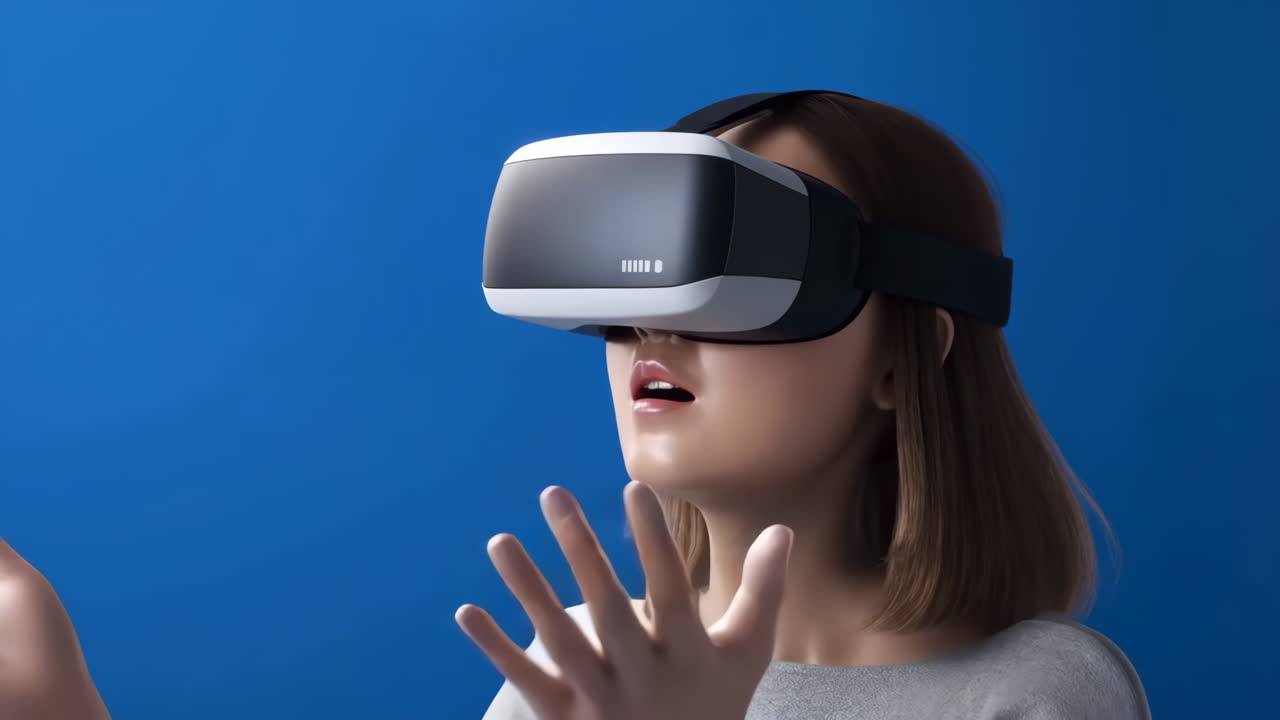 Woman experiencing virtual reality with a VR headset