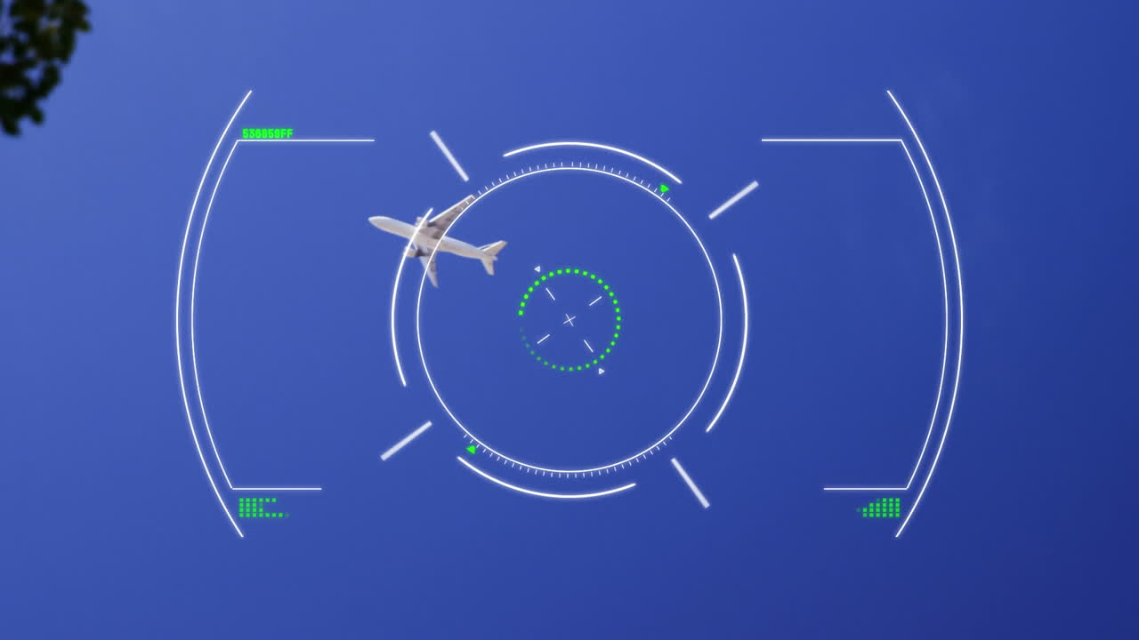 Animation of air traffic control system with aeroplane in background