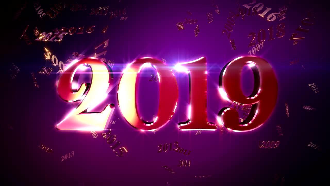 New Year 2019 Animation Loopable Background
