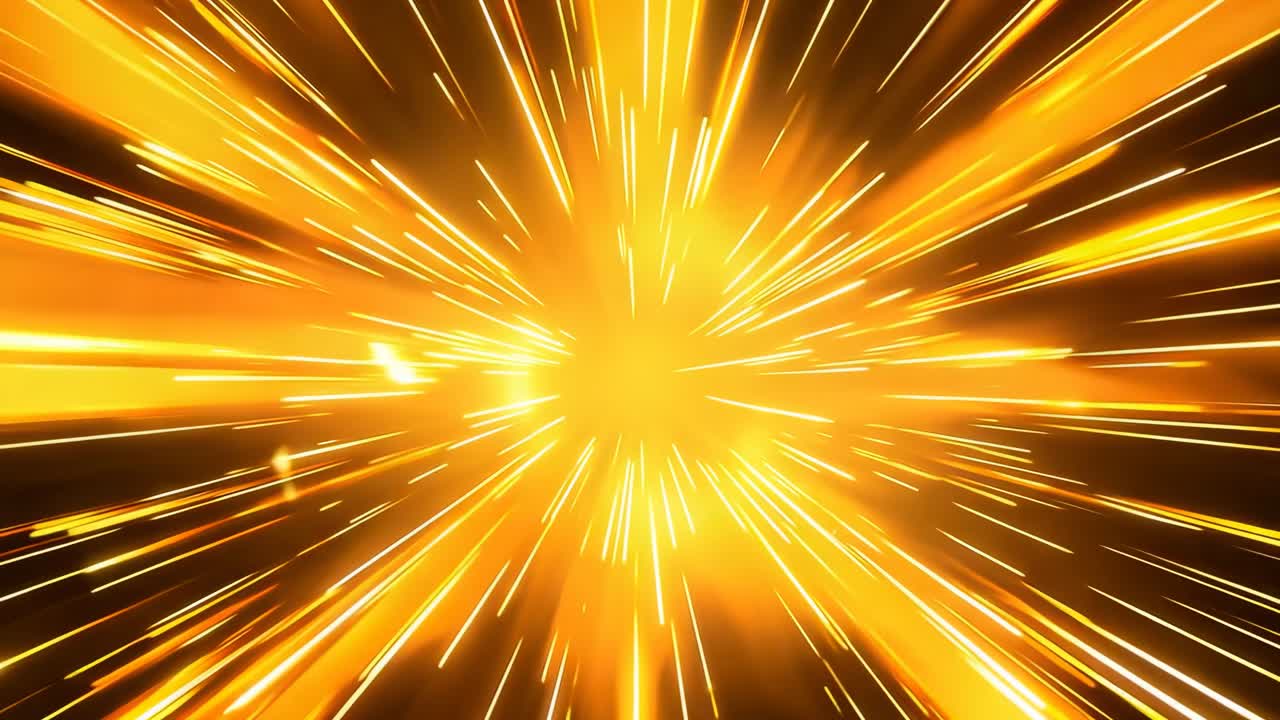 Dynamic video concept with a burst of golden light rays