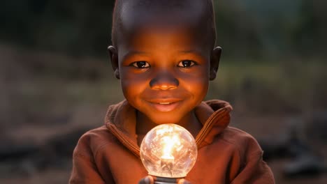 a child with a lightbulb