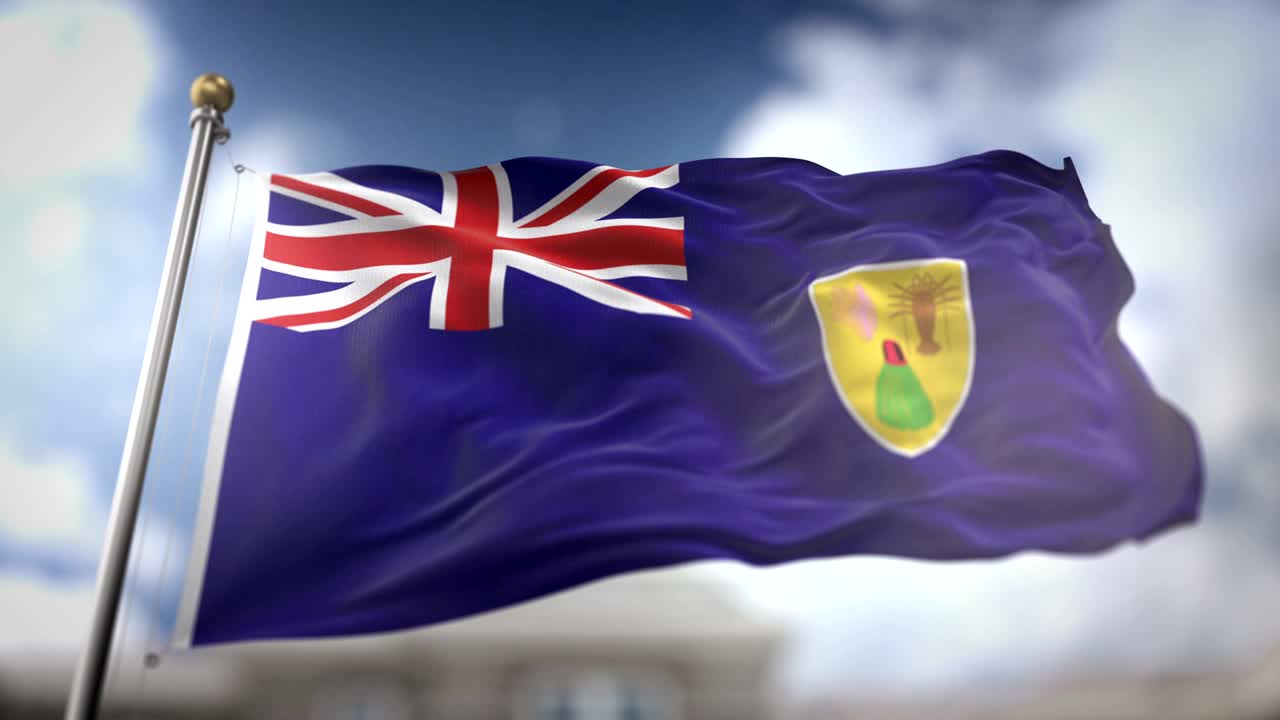 터크와 카이코스 섬의 발이 느린 동작으로 3d 렌더링 파란 하늘 배경 - 원활한 루프 4k