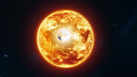 la tierra siendo consumida por un sol gigante