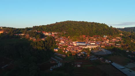 mountain village at sunrise/sunset