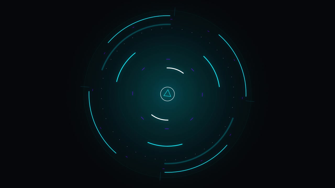 Futuristic Digital HUD Interface with Rotating Circular Elements