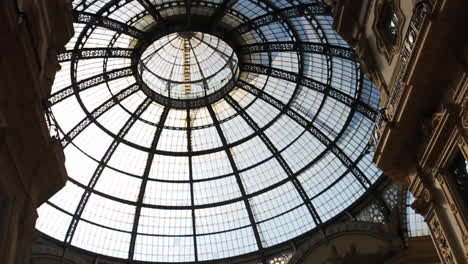 glass ceiling dome in fashion district milan italy
