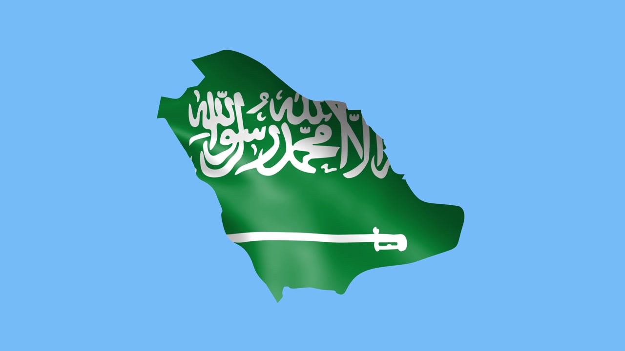 Saudi Arabien kort med flag