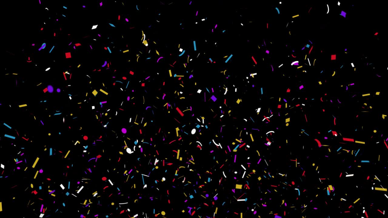 las partículas de confeti coloridas caen en la animación de bucle de pantalla verde