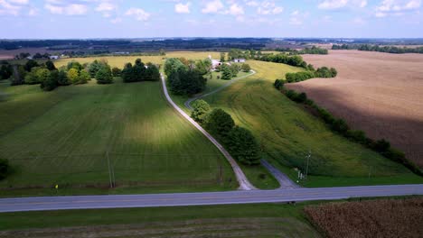 kentucky farmland, cornfields, ponds, lakes, farm country aerial