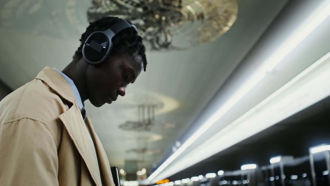 Man with Headphones in Subway