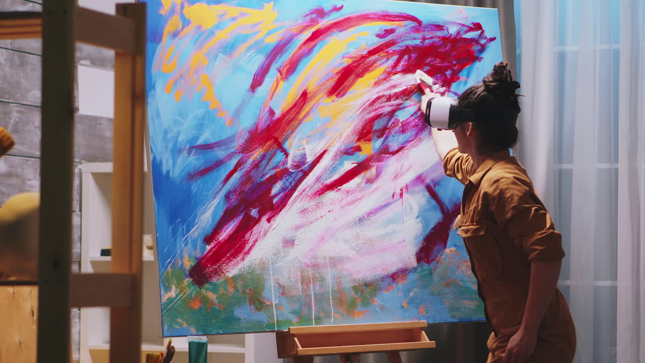 pintura con auriculares vr