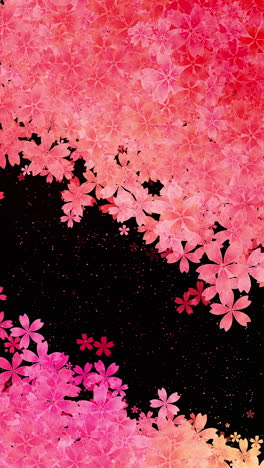 red flower watercolor on black background appearing frame for wedding and valentine. vertical video.