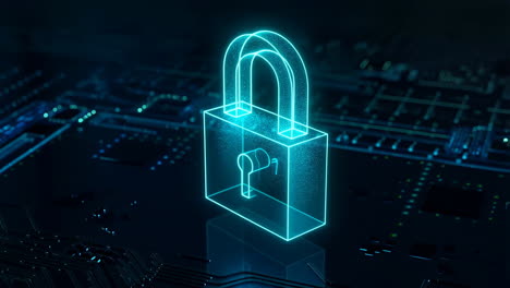 digital security padlock on circuit board