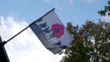 slow motion remembrance day flag fluttering in the breeze