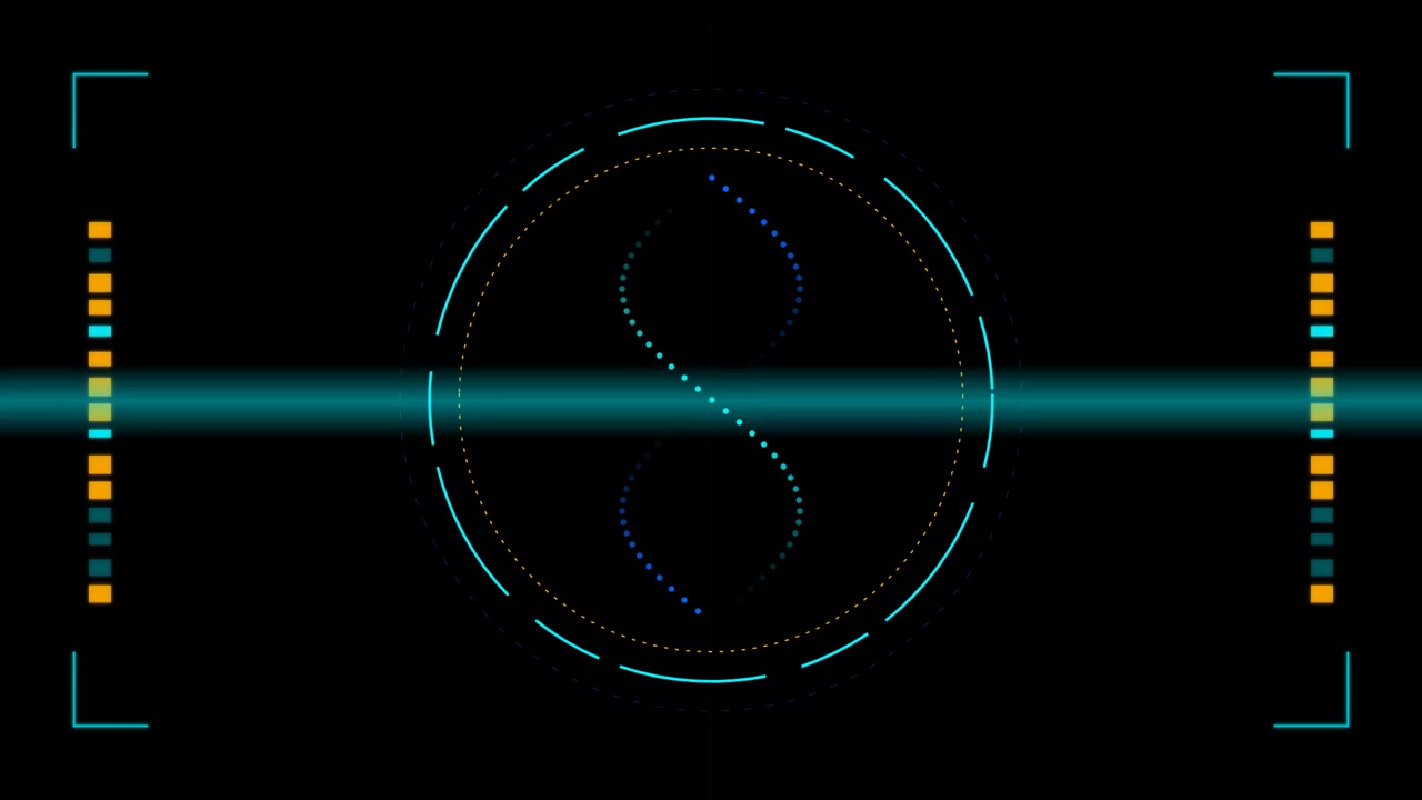 Digital DNA Helix Animation with Futuristic HUD Interface