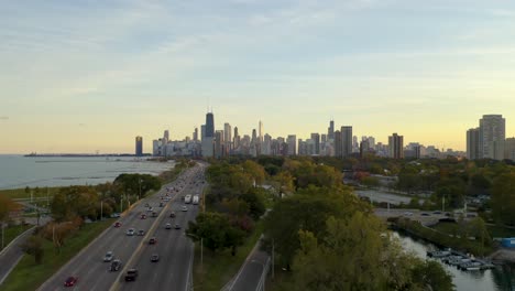 imágenes aéreas de drones de octubre de chicago, illinois