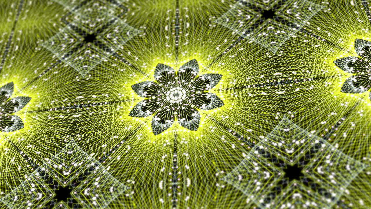 4k multicolor partículas florales cuadrícula concepto de gráficos de movimiento. fondo caleidoscópico para el yoga, la meditación, el fitness, los clubes, etc. animación en bucle sin costuras abstracta del fractal de mandala digital