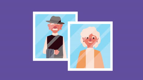 grandparents couple characters in picture animation