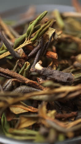 close-up of dried tea leaves