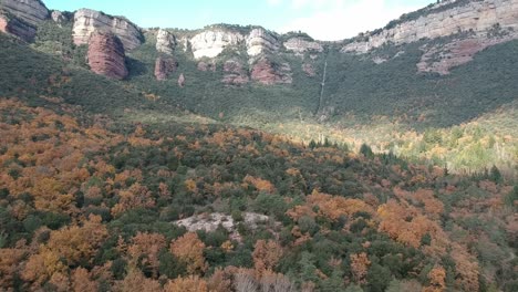 aerial views of tavertet cliffs and landscapes in catalonia