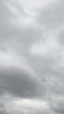 rainy cloudscape formation in the sky at daytime. gloomy weather horizon covered with clouds. low angle view. timelapse. vertical video