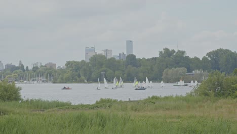 veleros navegando frente al horizonte de rotterdam en los países bajos