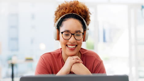 laptop, talking and woman on video call