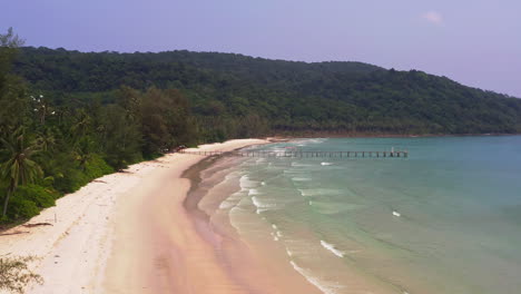 flock of white birds soaring above tropical koh kood beach paradise