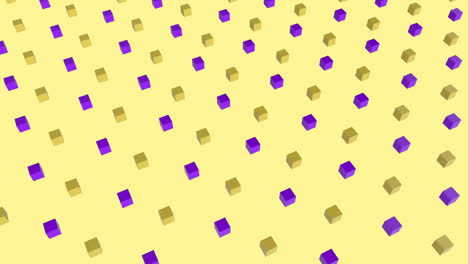 3d púrpura y amarillo cuadrado en movimiento