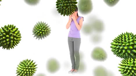 green viruses and ill woman