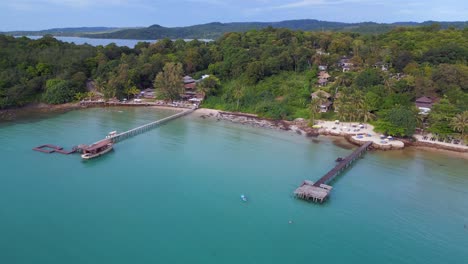 smooth aerial view flight koh kood island bang bao beach thailand 2022