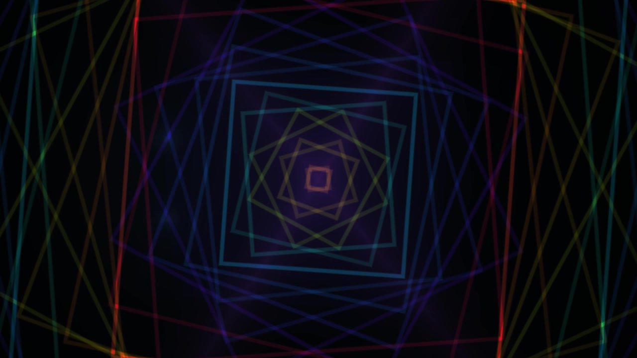 Hypnotic Colorful Geometric Square Tunnel Animation