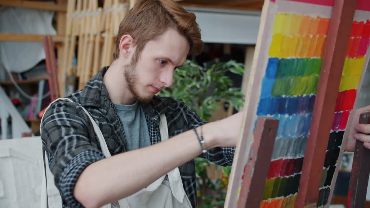 Young Artist Working on a Painting