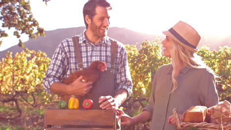 Happy-farmer-couple-and-their-products-in-slow-motion