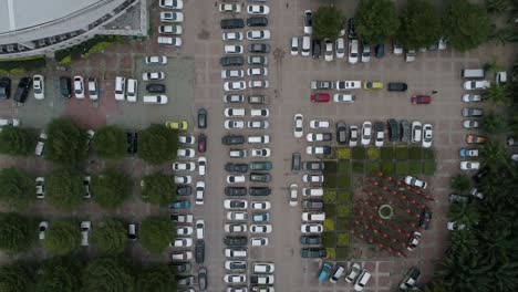 drone shot of a full parking lot