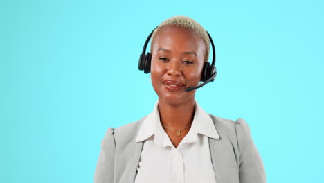 Call-center,-headphones-and-face-of-black-woman