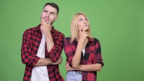 young couple thinking together