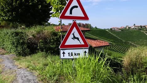 verkehrsschilder im landschaftlich reizvollen cuneo, italien