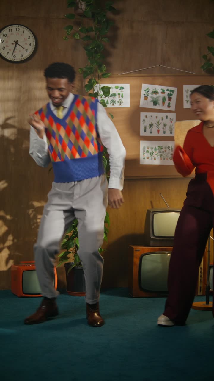 Couple Dancing in Retro Style Interior