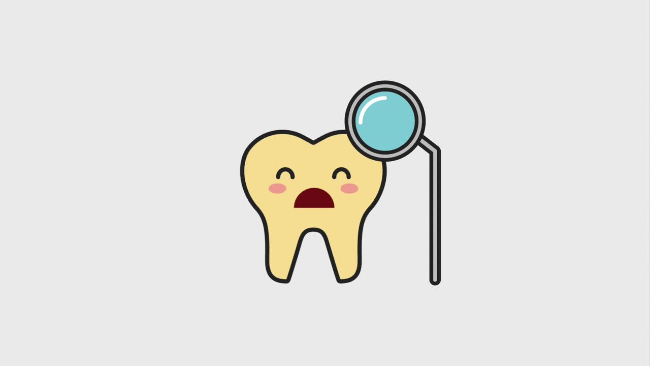 sick tooth crying with hygiene tool