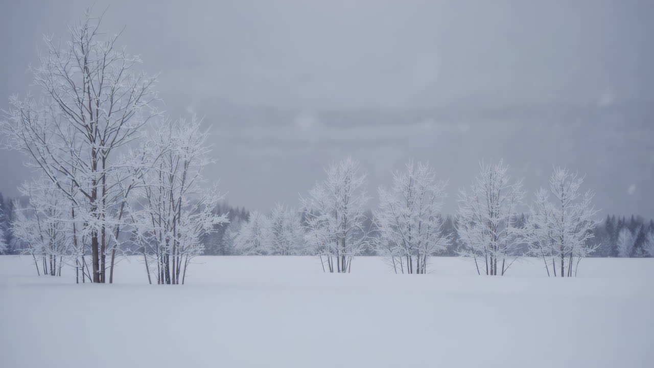 Snowy Winter Landscape with Frozen Trees