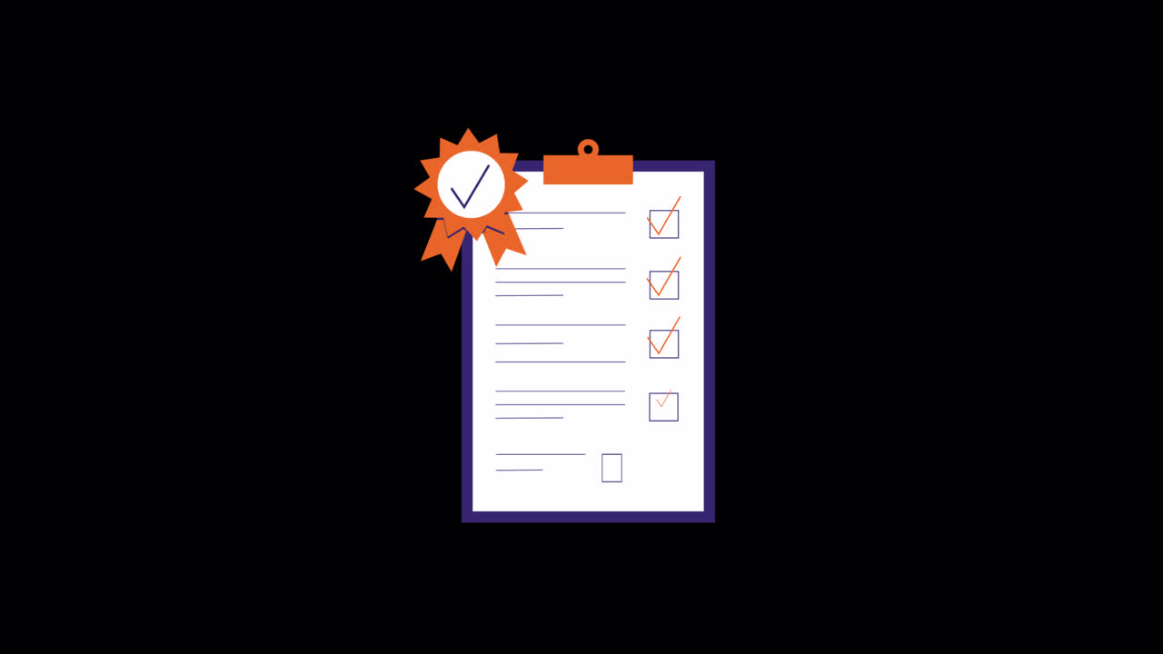 Animated Checklist on Clipboard with Success Badge