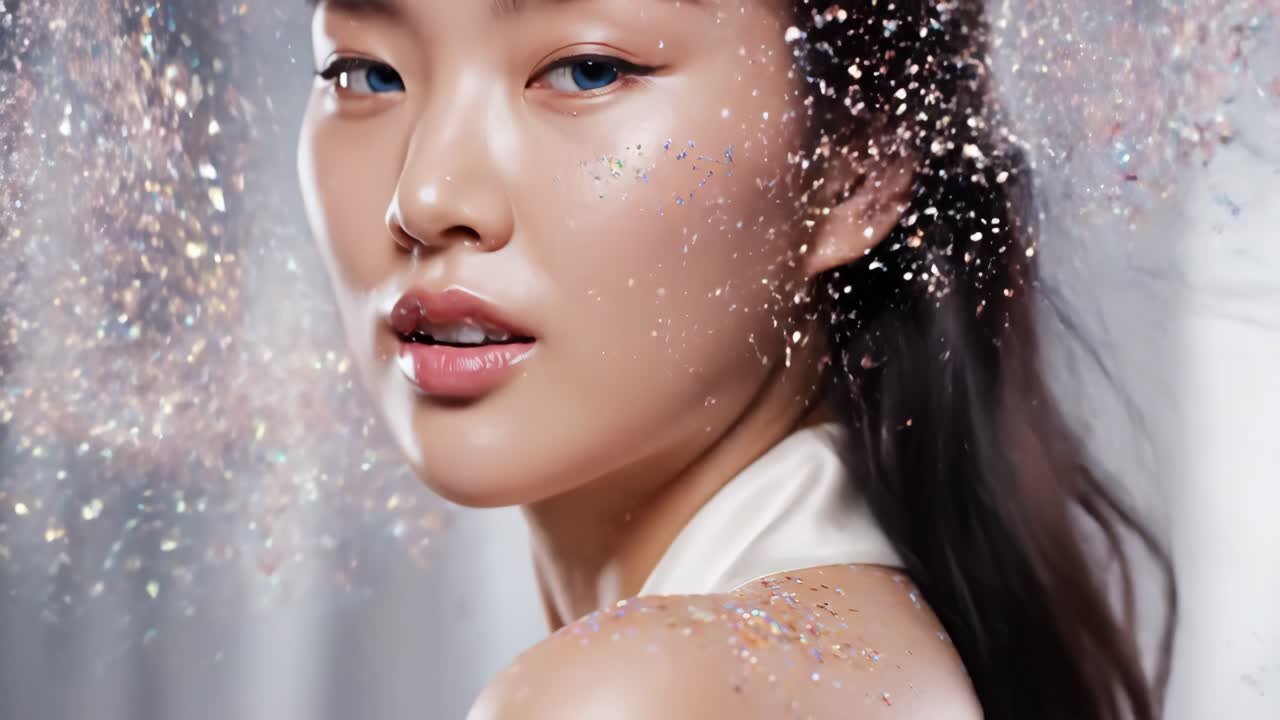 Beautiful Woman with Glitter Makeup