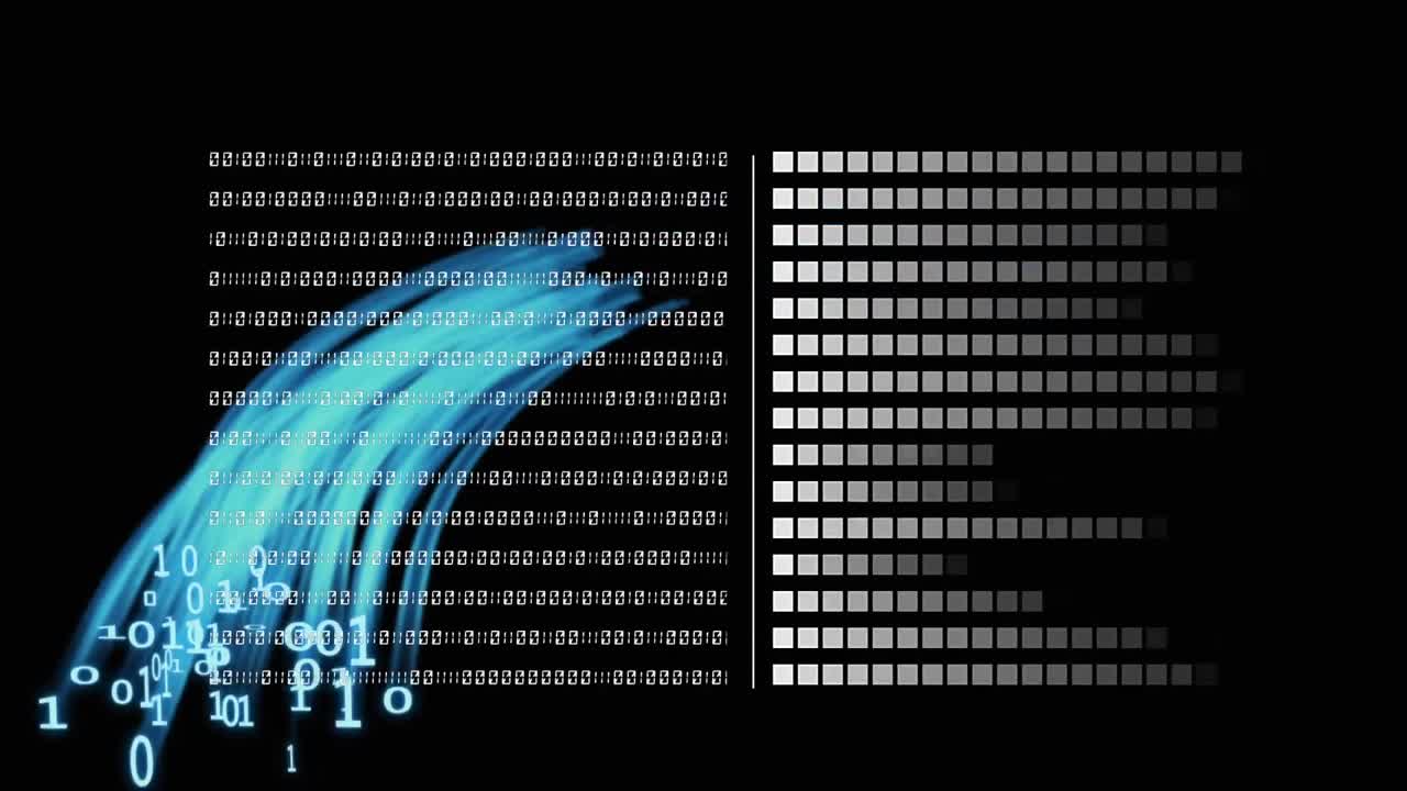 Animation of data processing over binary coding computing