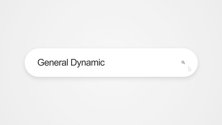 La interfaz de un ordenador muestra el sitio web de General Dynamics en una pantalla digital. Toma de primer plano.