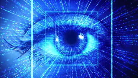 hud eye to accessing digital information. biometric screening eye, digital eye, security concept