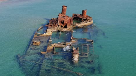 flying over of the famous shipwreck in epanomi