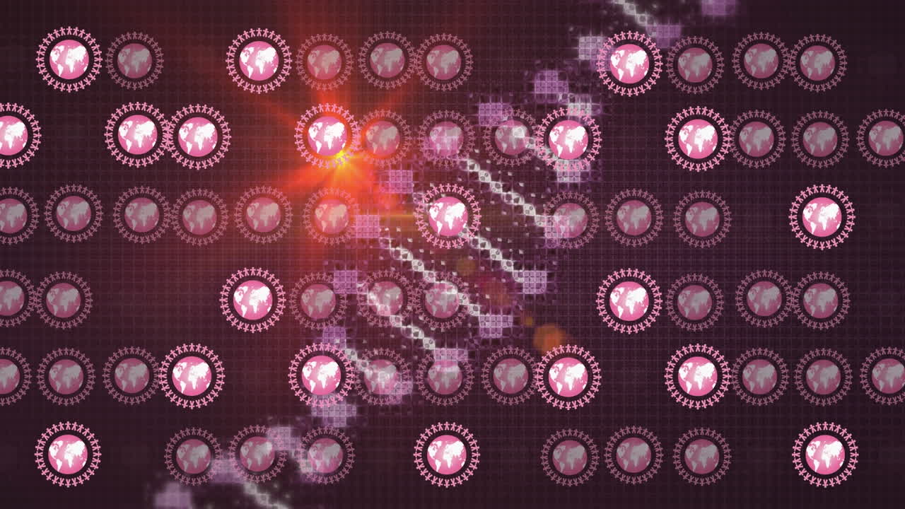 그래픽 컴퓨터 네트워크 아이콘에 대한 디지털 회전 dna 나선의 애니메이션