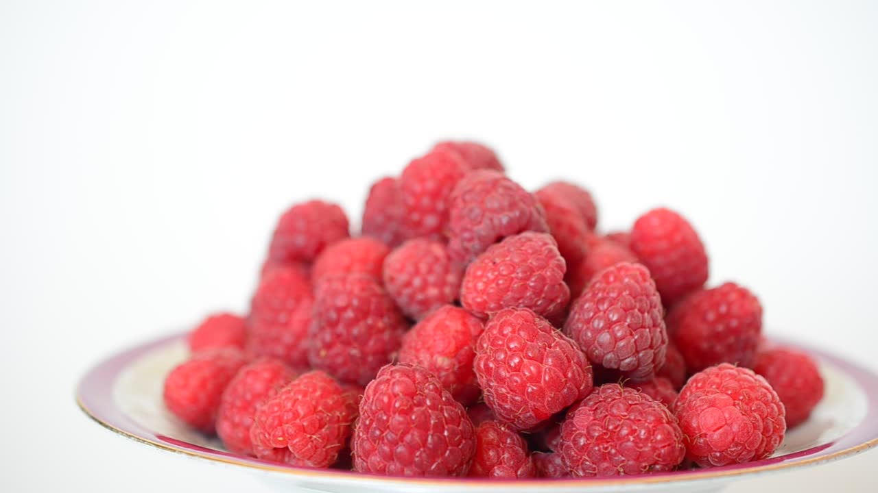 Shooting of raspberry. Summer berries