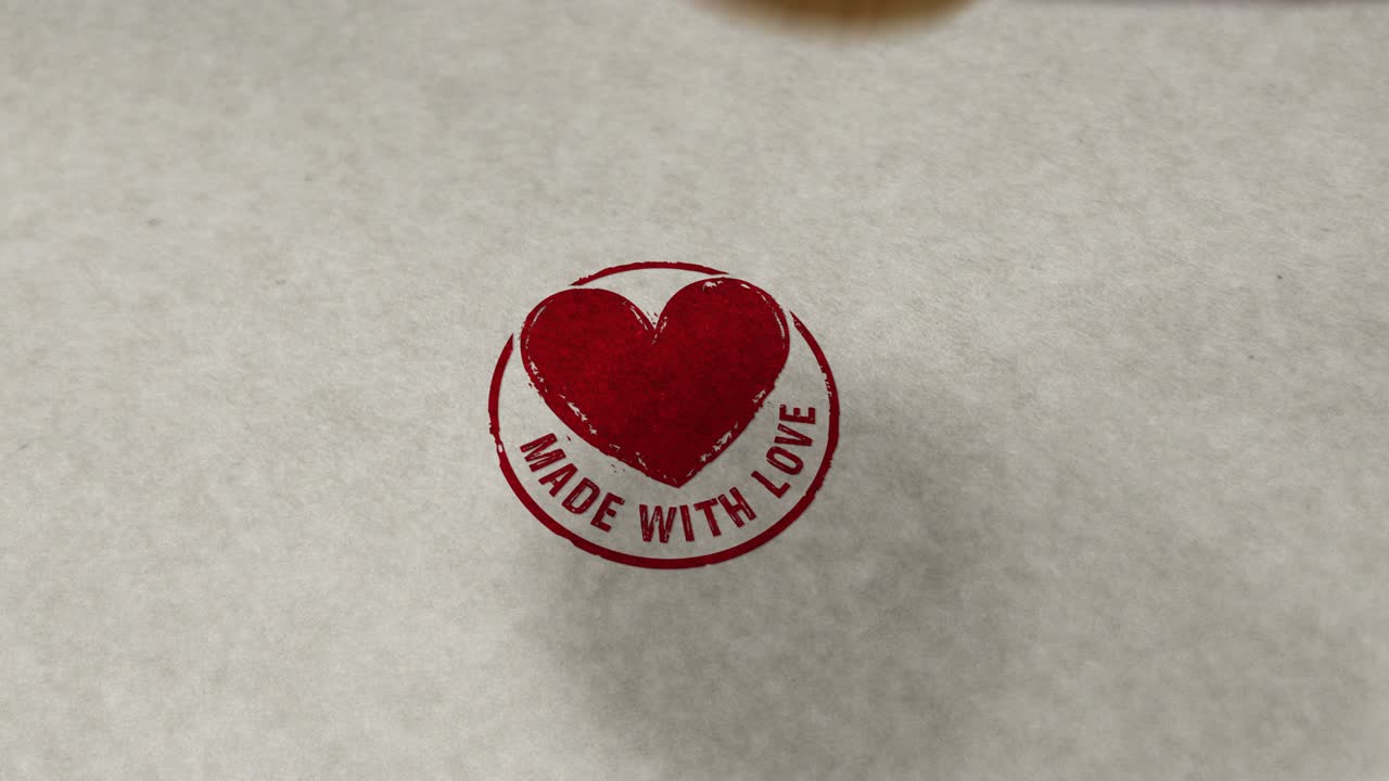 Made with love stamp and stamping loop animation